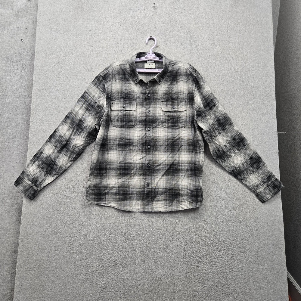 Linksoul Men Button Up Shirt XL Black Plaid Fairbanks Flannel Long Sleeve Casual